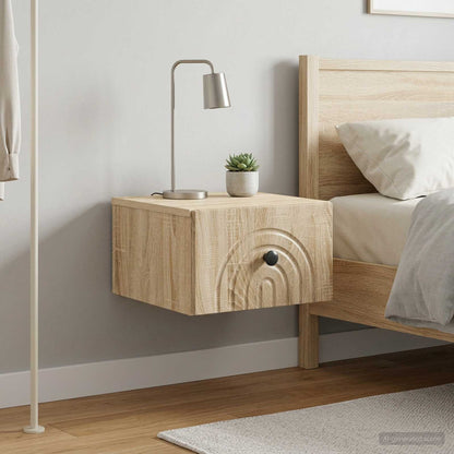 Mobiletto da notte a muro 2 pcs Rovere Sonoma 33 x 34,5 x 20 cm