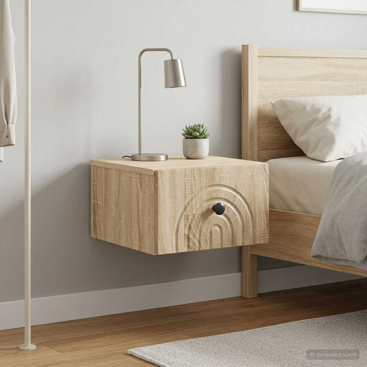Mobiletto da notte a muro 2 pz Rovere Sonoma 33 x 34,5 x 20 cm