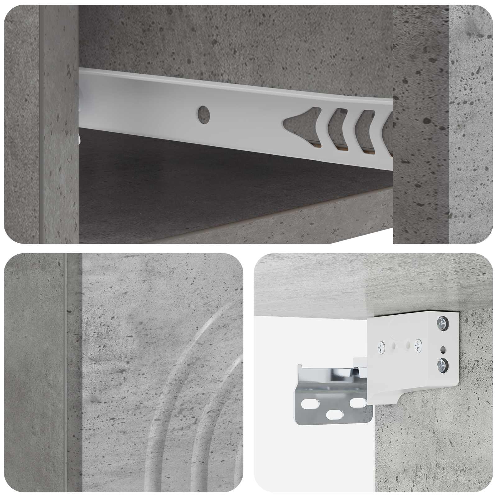 Mobiletto da notte a muro con cassetto 2 pcs Grigio Cemento | homemem39
