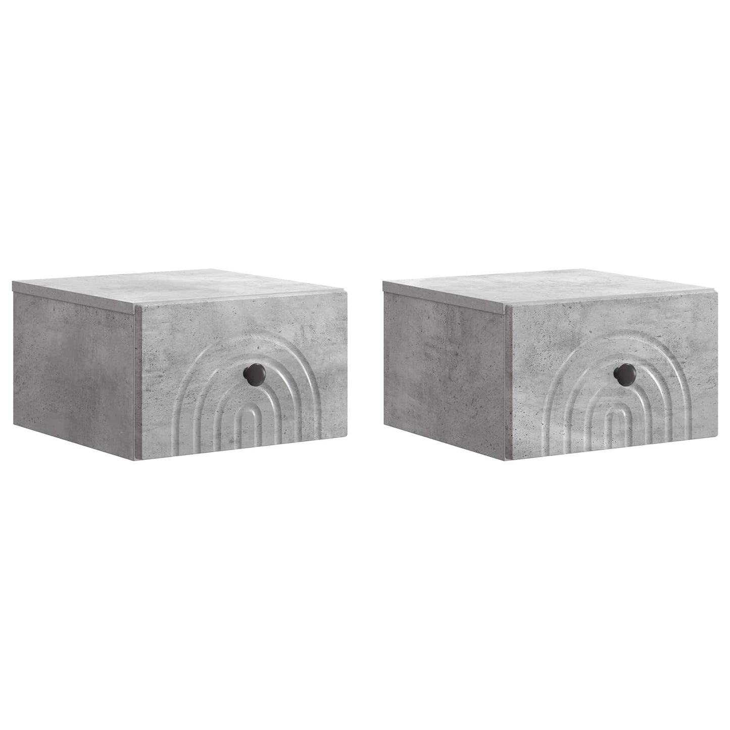 Mobiletto da notte a muro con cassetto 2 pcs Grigio Cemento