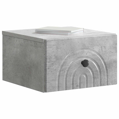 Mobiletto da notte a muro con cassetto 2 pcs Grigio Cemento