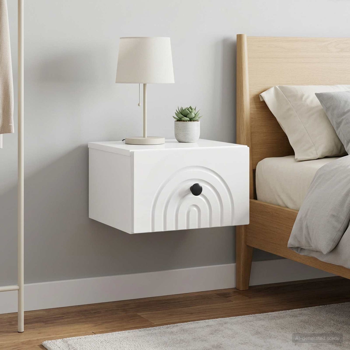 Mobiletto da notte a muro 2 pcs Bianco Lucido 33 x 34,5 x 20 cm
