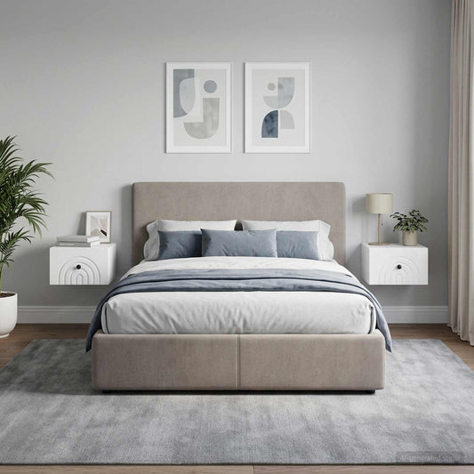 Mobiletto da notte a muro 2 pz Bianco Lucido 33 x 34,5 x 20 cm