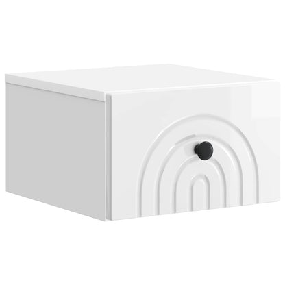Mobiletto da notte a muro 2 pcs Bianco Lucido 33 x 34,5 x 20 cm