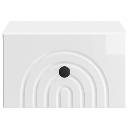 Mobiletto da notte a muro 2 pcs Bianco Lucido 33 x 34,5 x 20 cm