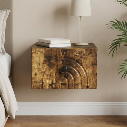 Mobiletto da notte a muro Rovere Fumo 33 x 34,5 x 20 cm