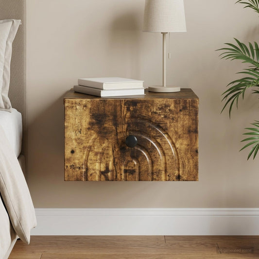 Mobiletto da notte a muro Rovere Fumo 33 x 34,5 x 20 cm