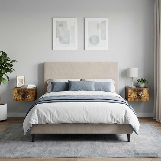 Mobiletto da notte a muro 2 pz Rovere Fumo 33 x 34,5 x 20 cm