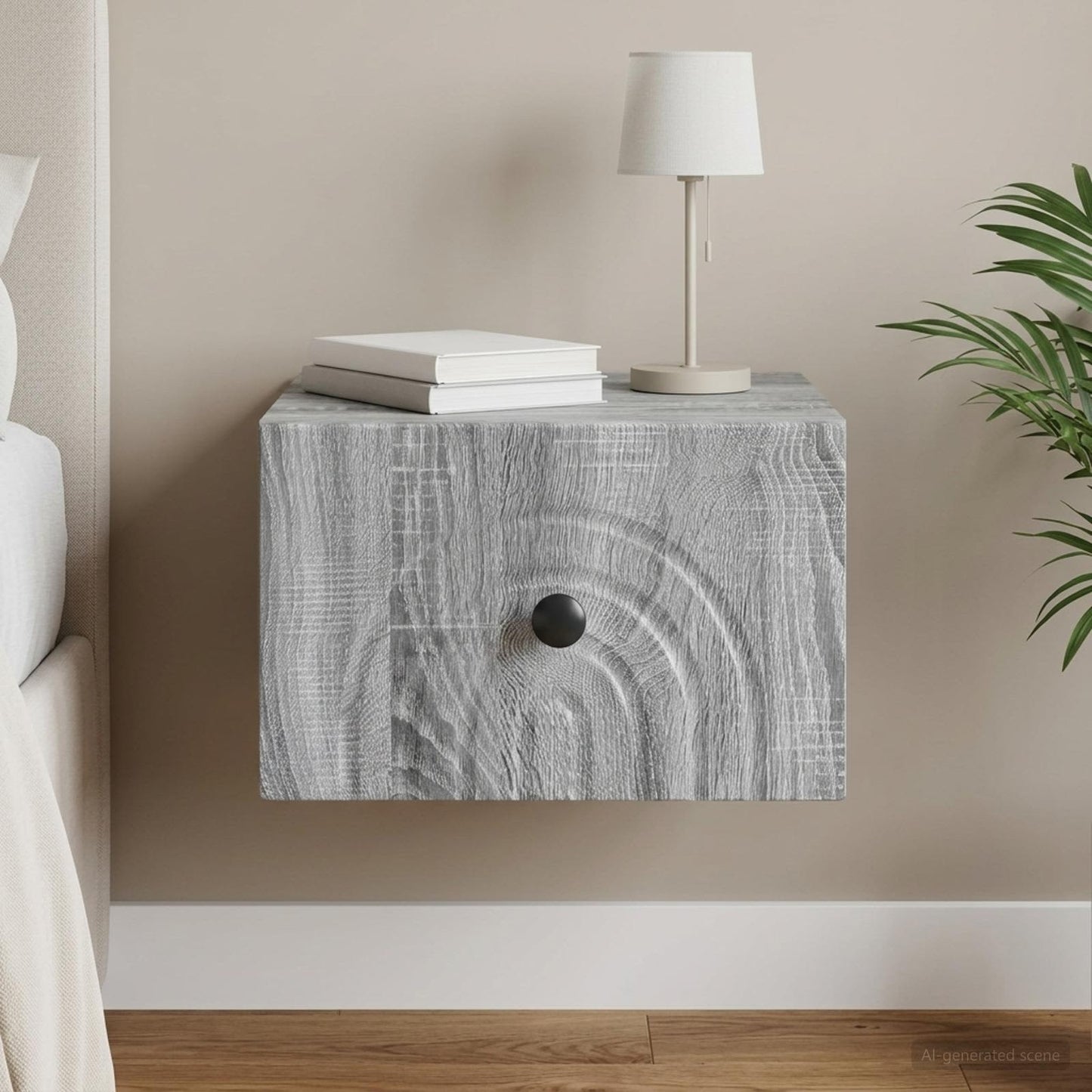 Mobiletto da notte a muro Grigio Sonoma 33 x 34,5 x 20 cm
