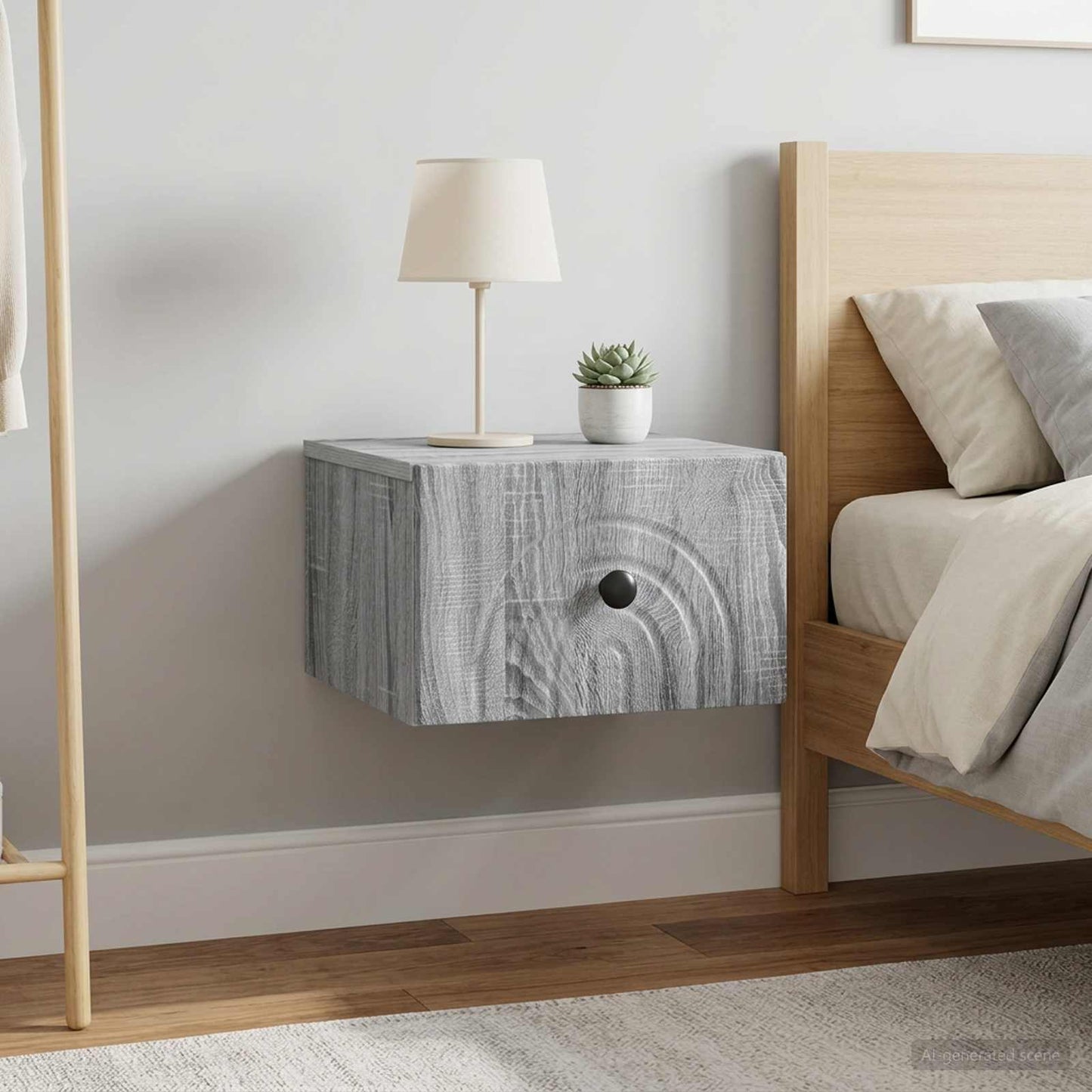 Mobiletto da notte a muro 2 pcs Grigio Sonoma 33 x 34,5 x 20 cm