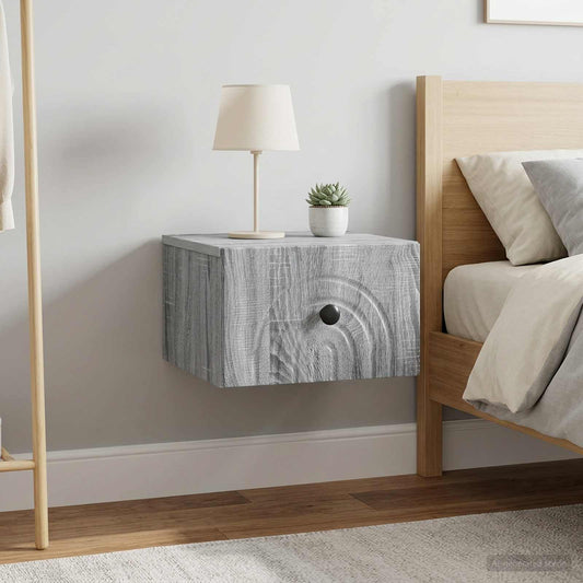 Mobiletto da notte a muro 2 pz Grigio Sonoma 33 x 34,5 x 20 cm
