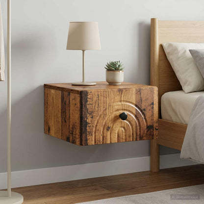 Mobiletto da notte a muro 2 pcs Legno antico 33 x 34,5 x 20 cm