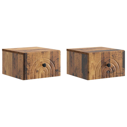 Mobiletto da notte a muro 2 pcs Legno antico 33 x 34,5 x 20 cm