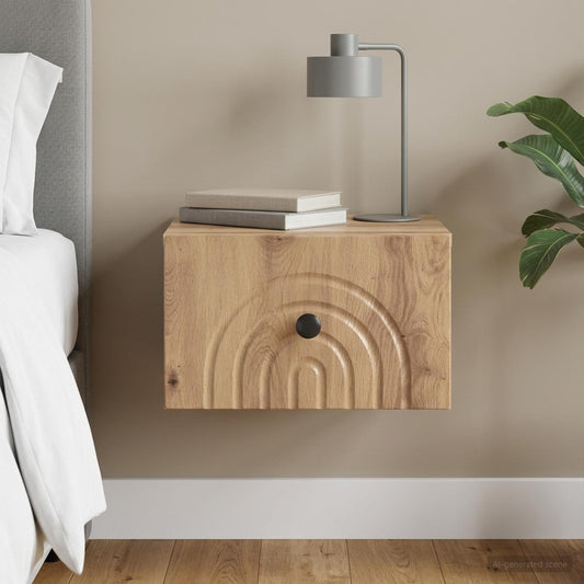 Mobiletto da notte a muro Rovere Artigianale 33 x 34,5 x 20 cm