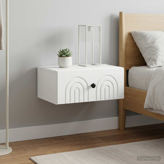 Mobiletto da notte a muro 2 pz Bianco 49 x 34,5 x 20 cm