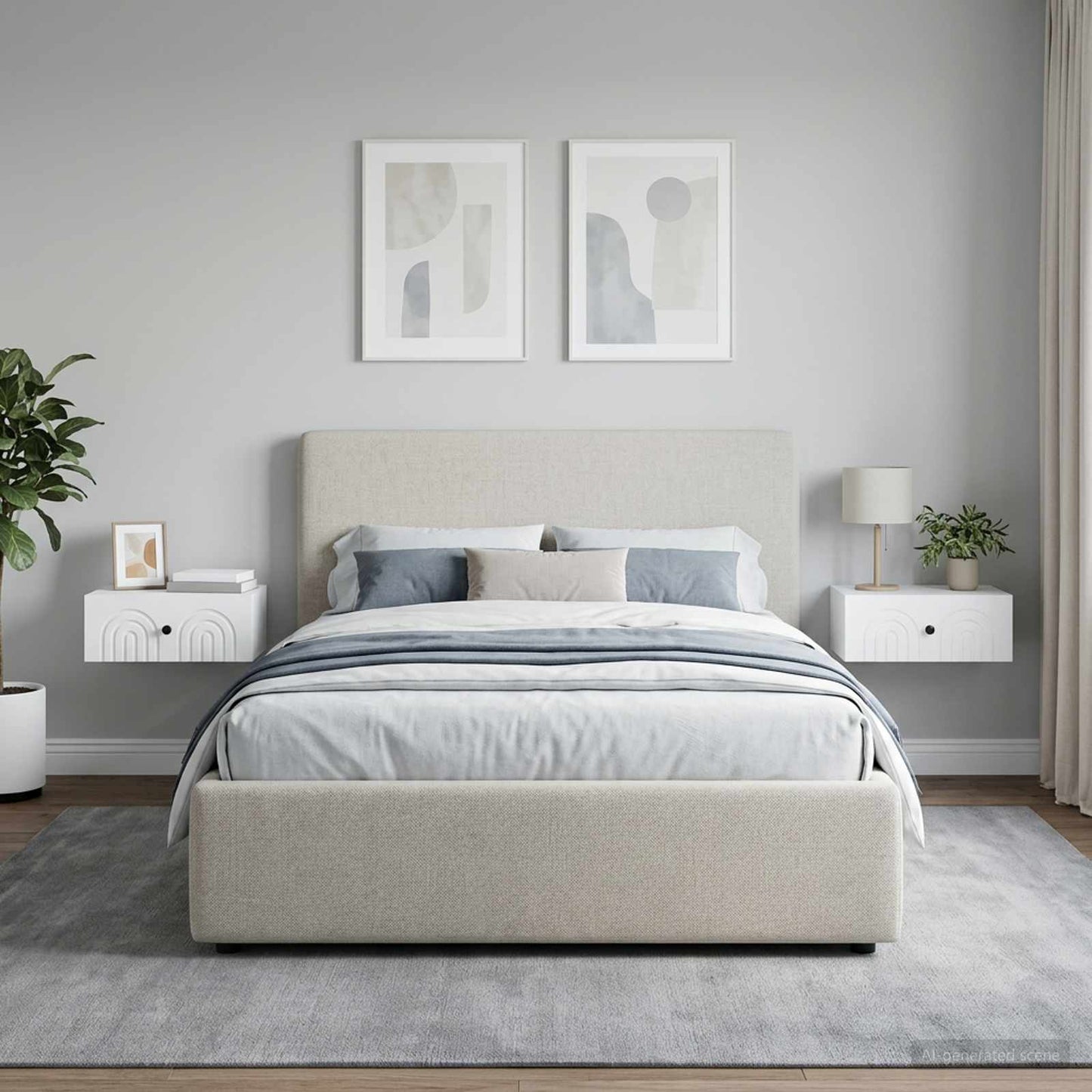 Mobiletto da notte a muro 2 pcs Bianco 49 x 34,5 x 20 cm
