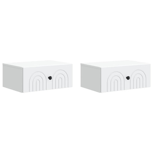Mobiletto da notte a muro 2 pcs Bianco 49 x 34,5 x 20 cm | homemem39