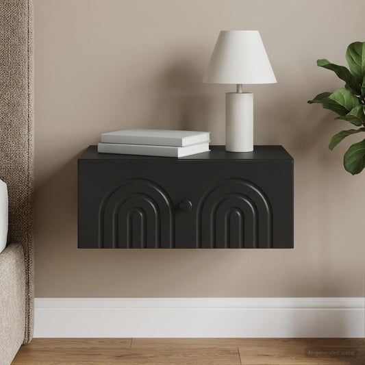 Mobiletto da notte a muro Nero 49 x 34,5 x 20 cm