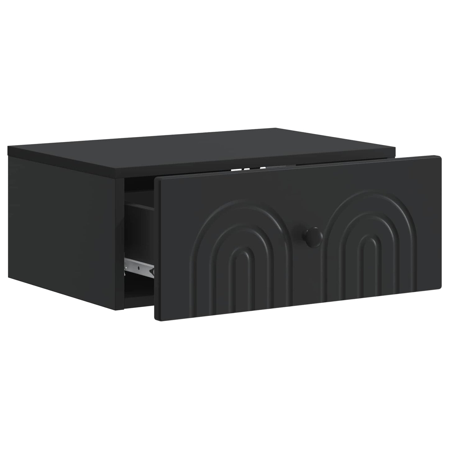 Mobiletto da notte a muro con cassetto Nero 49 x 34,5 x 20 cm