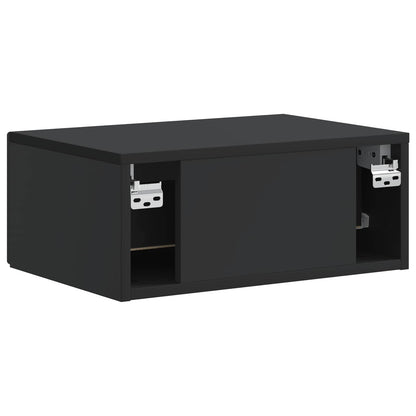 Mobiletto da notte a muro con cassetto Nero 49 x 34,5 x 20 cm