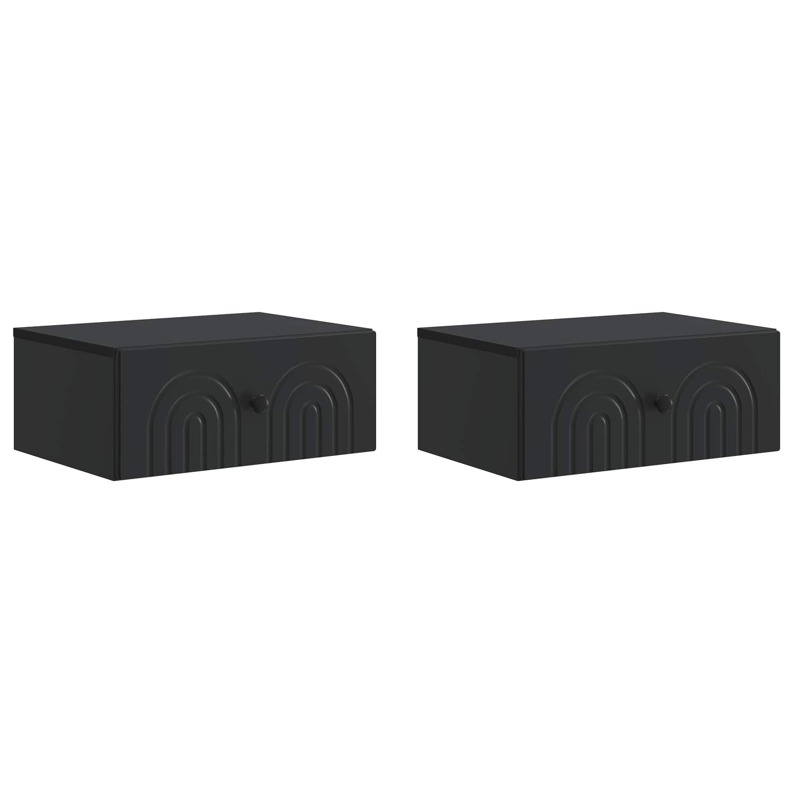 Mobiletto da notte a muro 2 pcs Nero 49 x 34,5 x 20 cm | homemem39