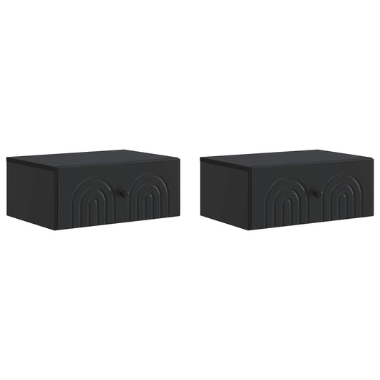 Mobiletto da notte a muro 2 pcs Nero 49 x 34,5 x 20 cm | homemem39