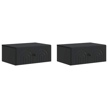 Mobiletto da notte a muro 2 pcs Nero 49 x 34,5 x 20 cm