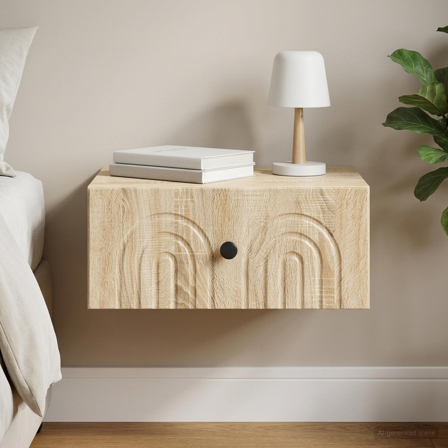 Mobiletto da notte a muro Rovere Sonoma 49 x 34,5 x 20 cm