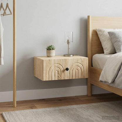 Mobiletto da notte a muro 2 pcs Rovere Sonoma 49 x 34,5 x 20 cm