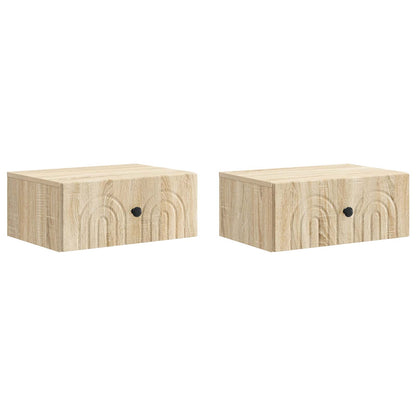 Mobiletto da notte a muro 2 pcs Rovere Sonoma 49 x 34,5 x 20 cm