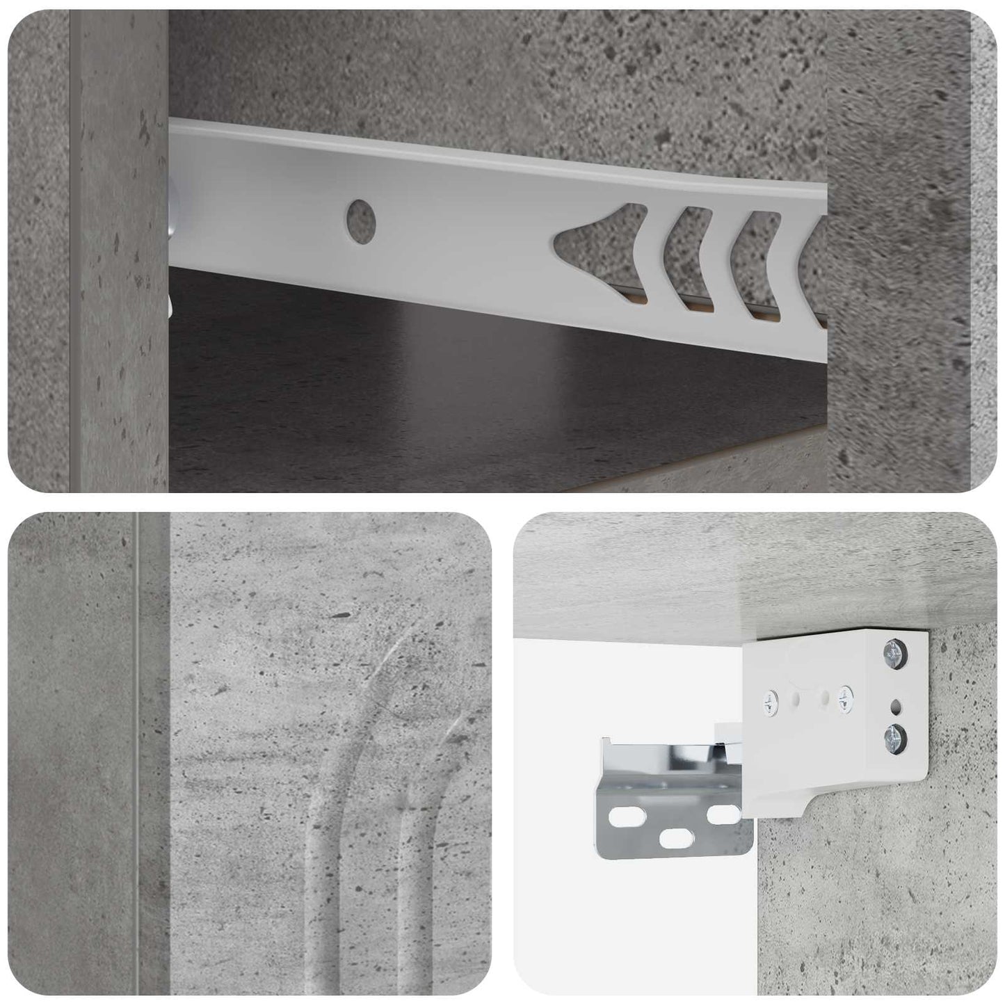 Mobiletto da notte a muro Grigio Cemento 49 x 34,5 x 20 cm | homemem39