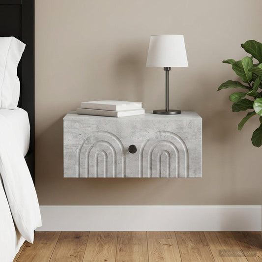 Mobiletto da notte a muro Grigio Cemento 49 x 34,5 x 20 cm