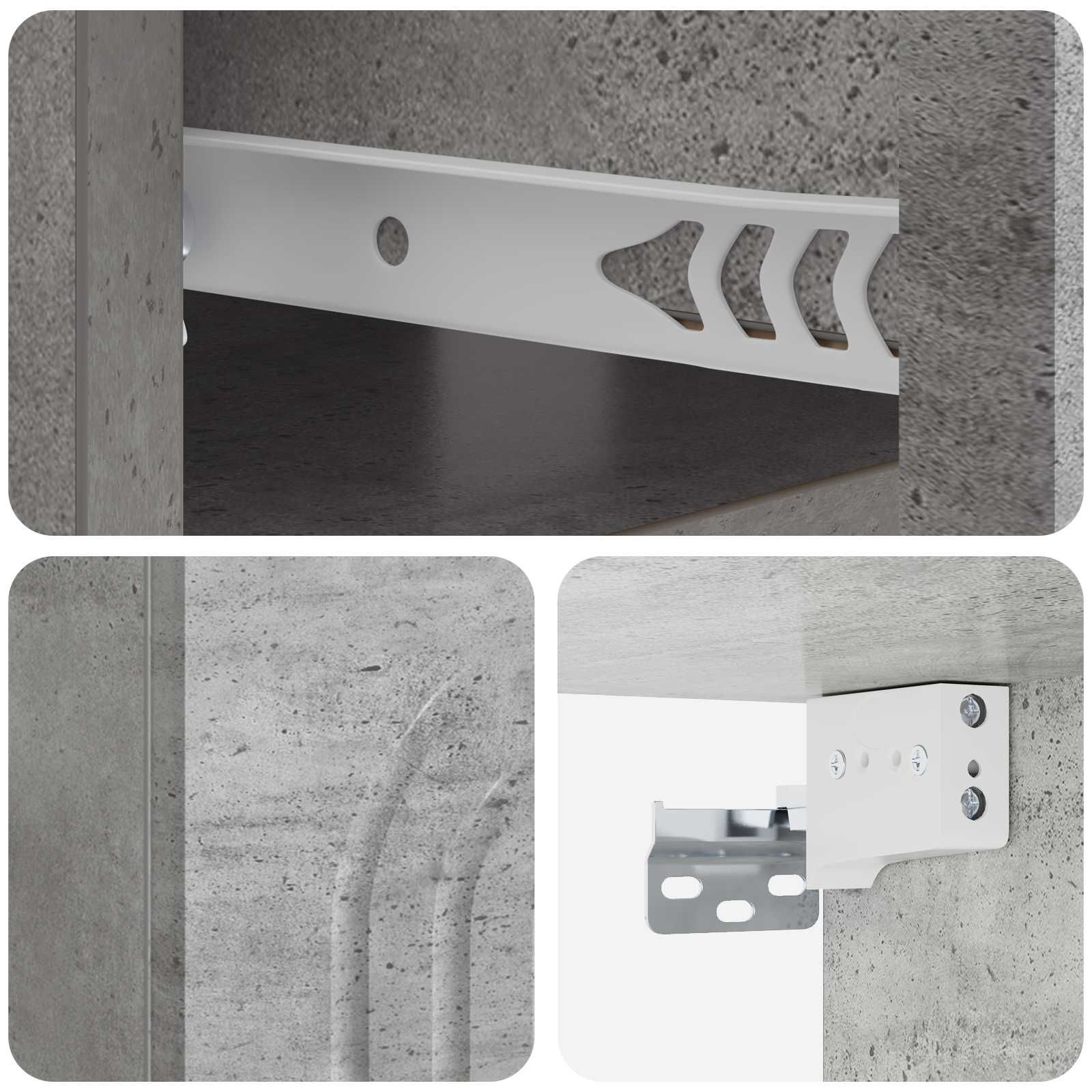 Mobiletto da notte a muro con cassetto 2 pcs Grigio Cemento | homemem39