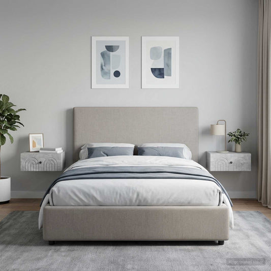 Mobiletto da notte a muro 2 pz Grigio Cemento 49 x 34,5 x 20 cm