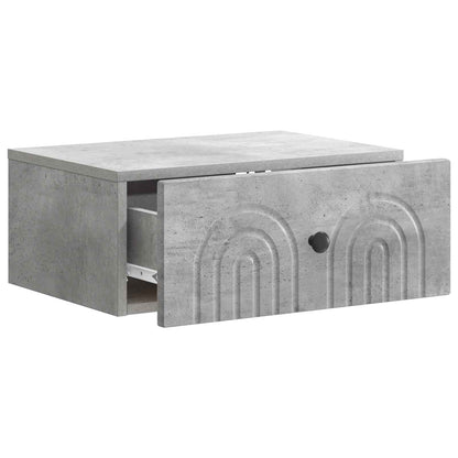 Mobiletto da notte a muro con cassetto 2 pcs Grigio Cemento | homemem39