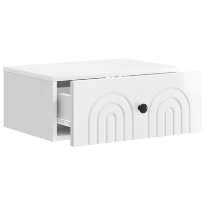 Mobiletto da notte a muro Bianco Lucido 49 x 34,5 x 20 cm | homemem39