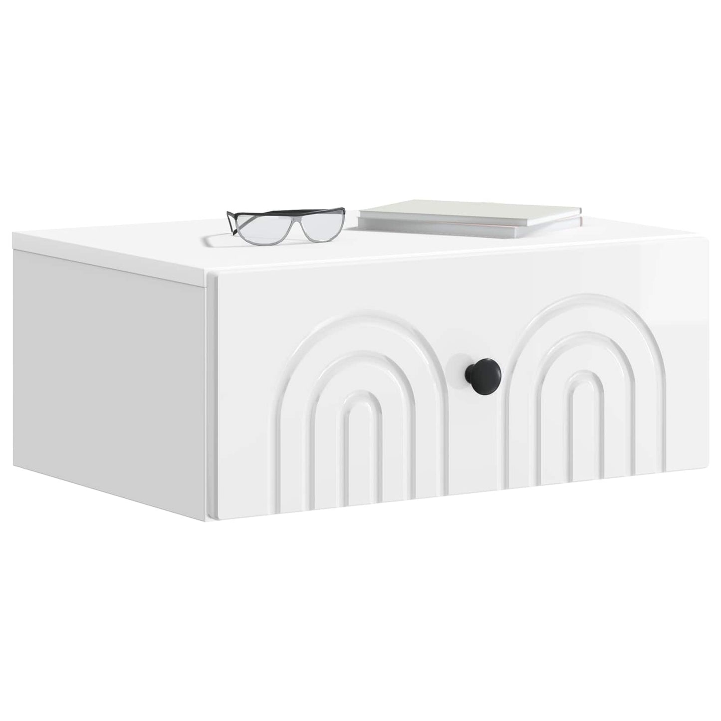 Mobiletto da notte a muro Bianco Lucido 49 x 34,5 x 20 cm | homemem39