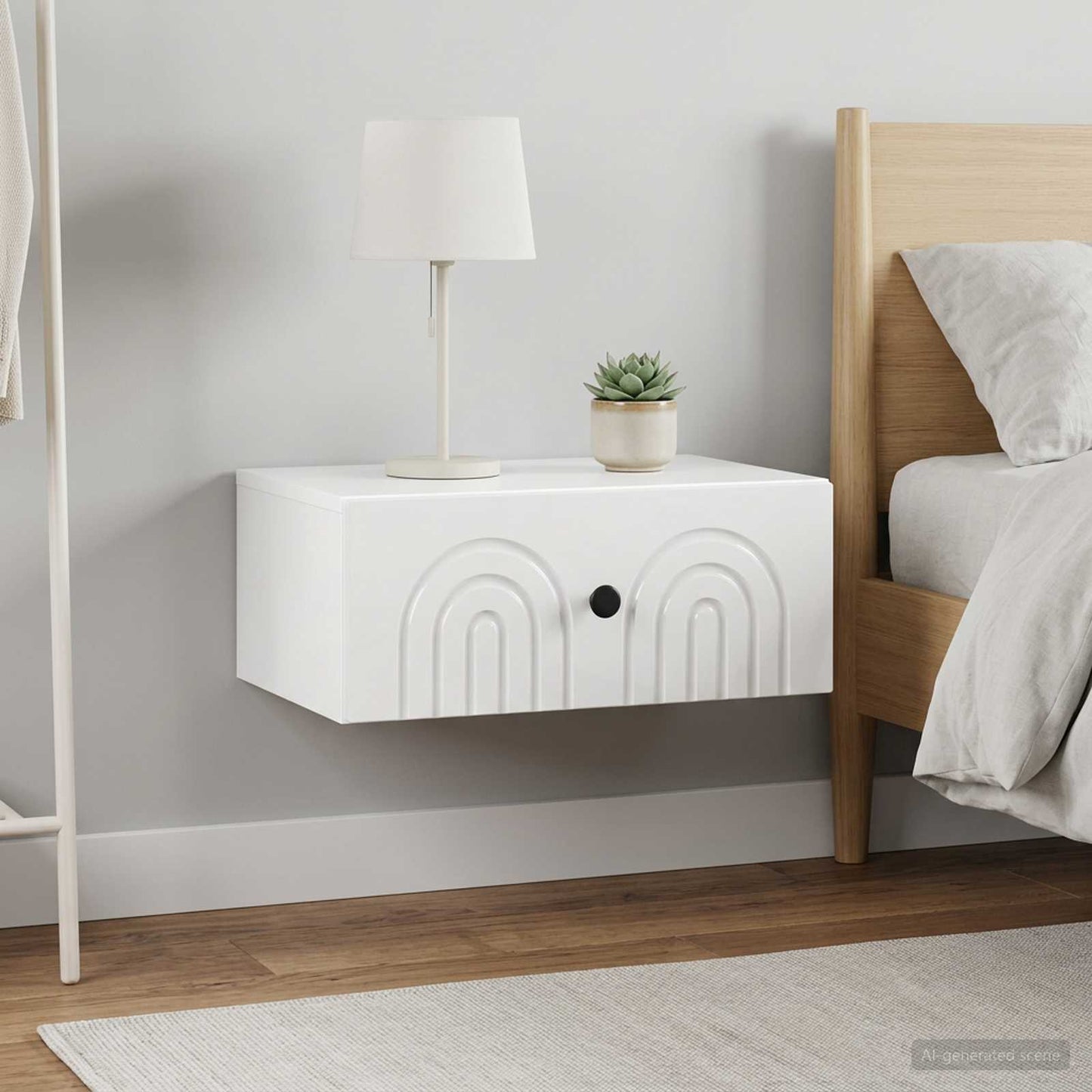Mobiletto da notte a muro 2 pcs Bianco Lucido 49 x 34,5 x 20 cm