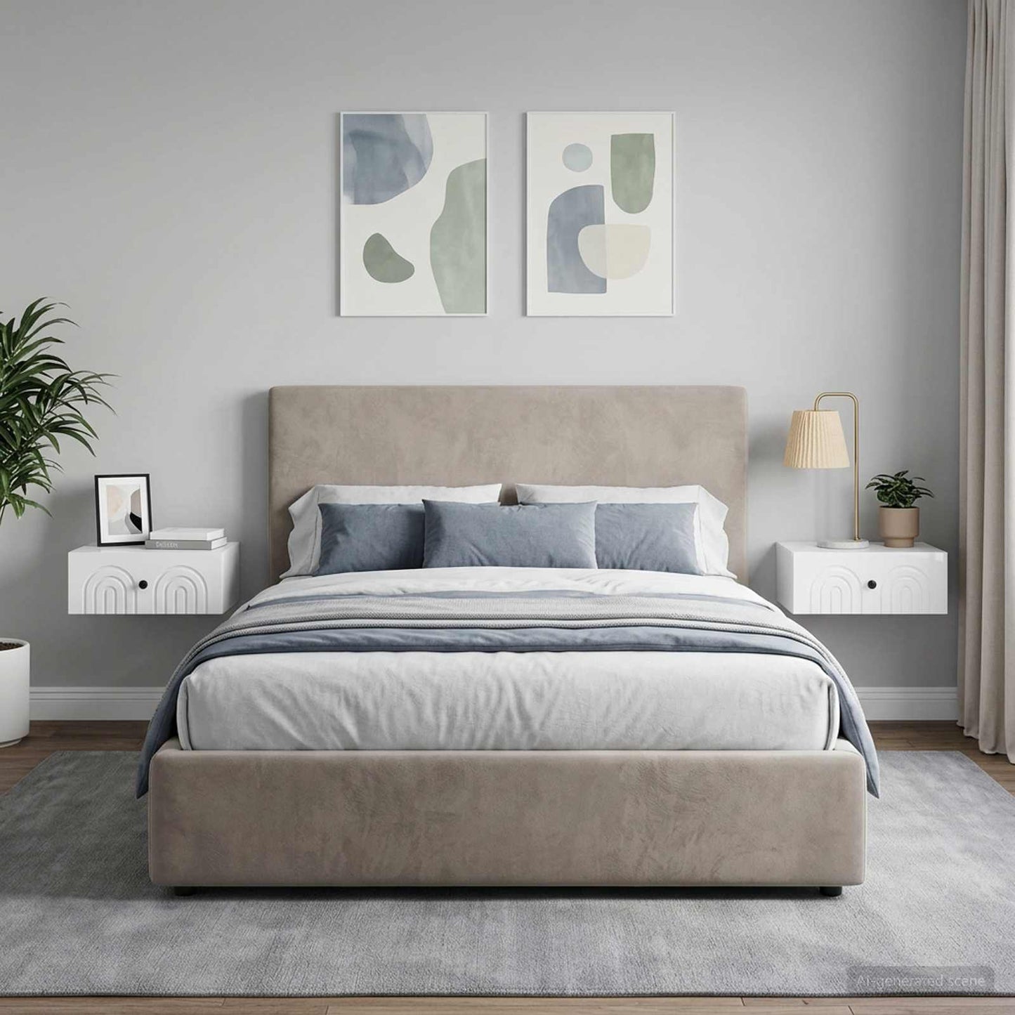 Mobiletto da notte a muro 2 pcs Bianco Lucido 49 x 34,5 x 20 cm