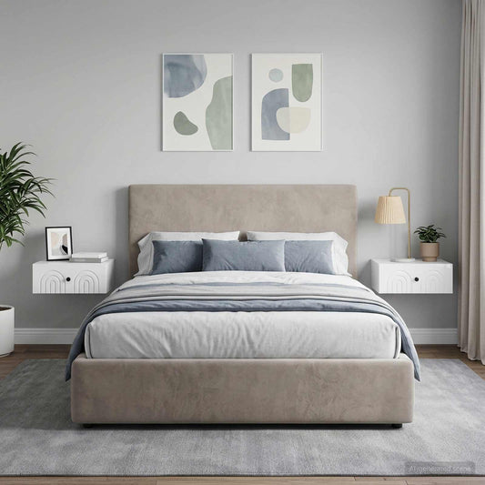 Mobiletto da notte a muro 2 pz Bianco Lucido 49 x 34,5 x 20 cm
