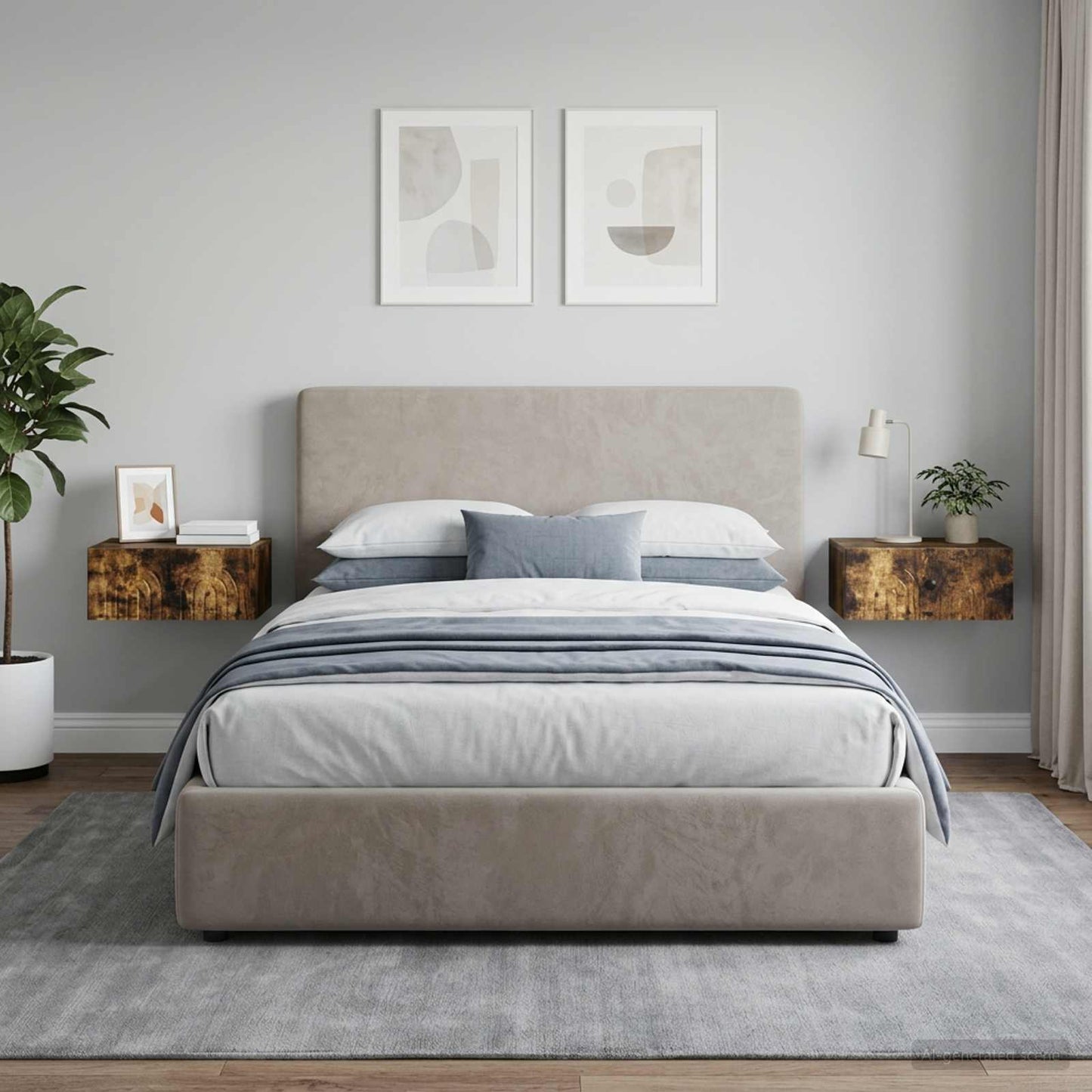 Mobiletto da notte a muro 2 pcs Rovere Fumo 49 x 34,5 x 20 cm