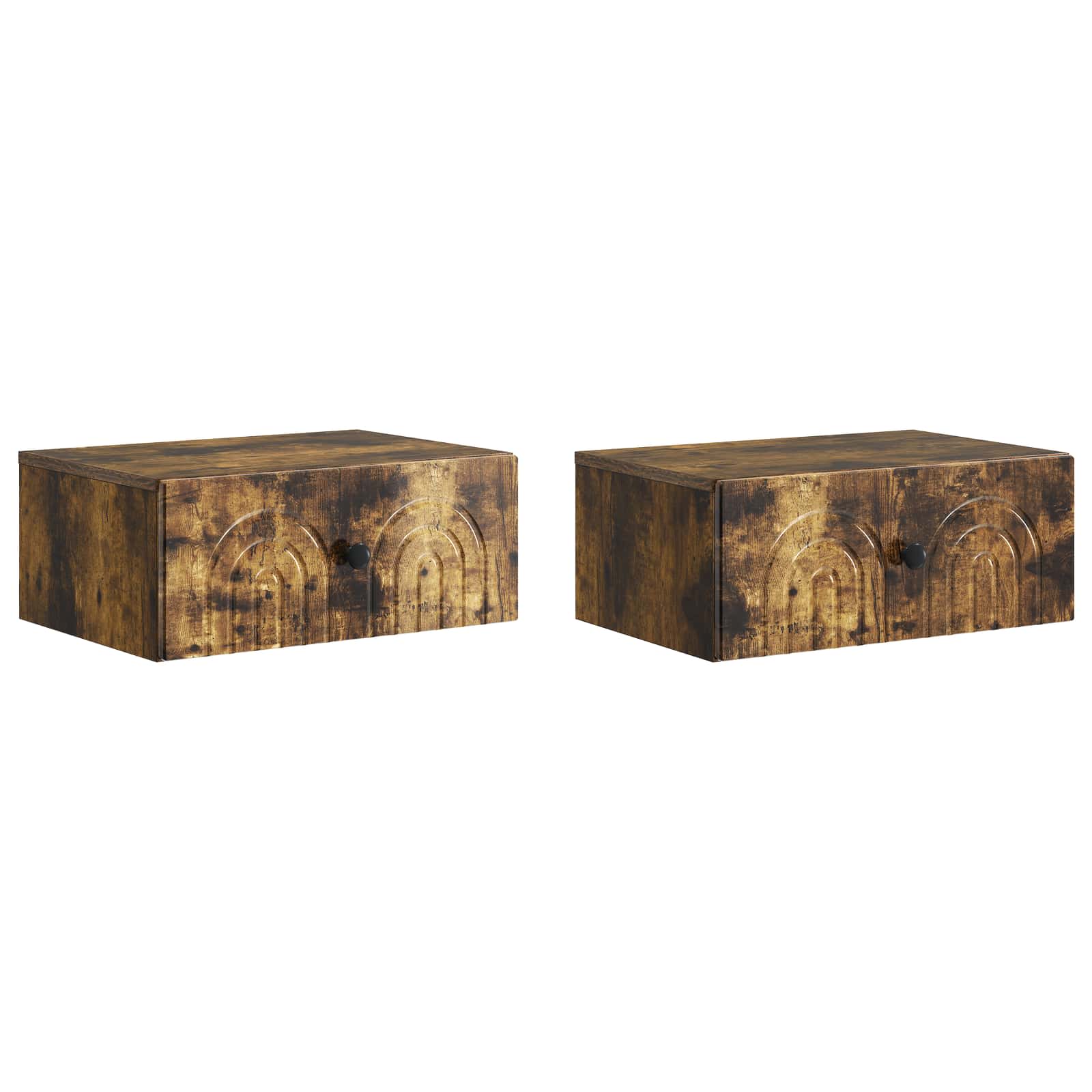 Mobiletto da notte a muro 2 pcs Rovere Fumo 49 x 34,5 x 20 cm | homemem39