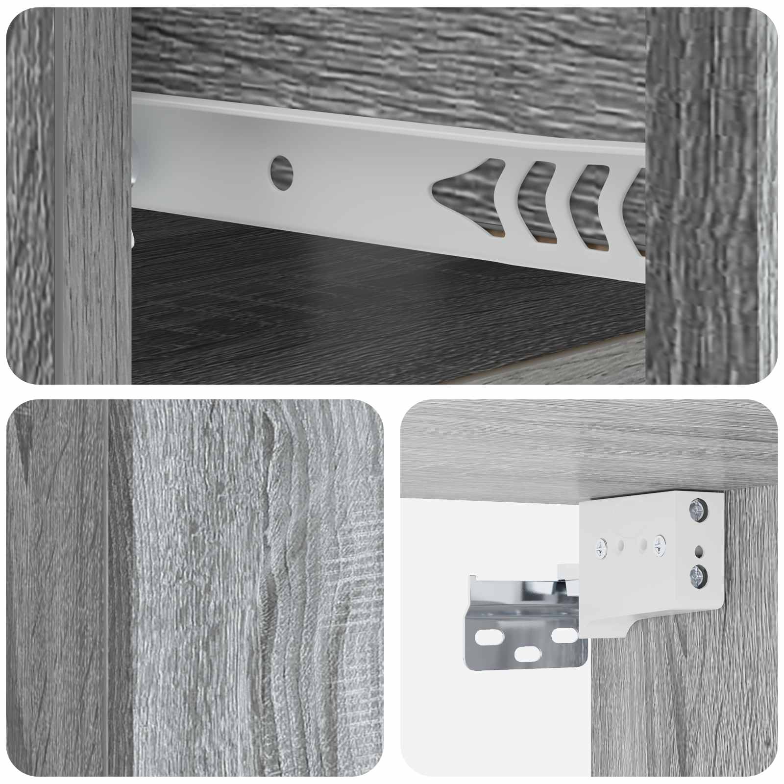 Mobiletto da notte a muro Grigio Sonoma 49 x 34,5 x 20 cm | homemem39