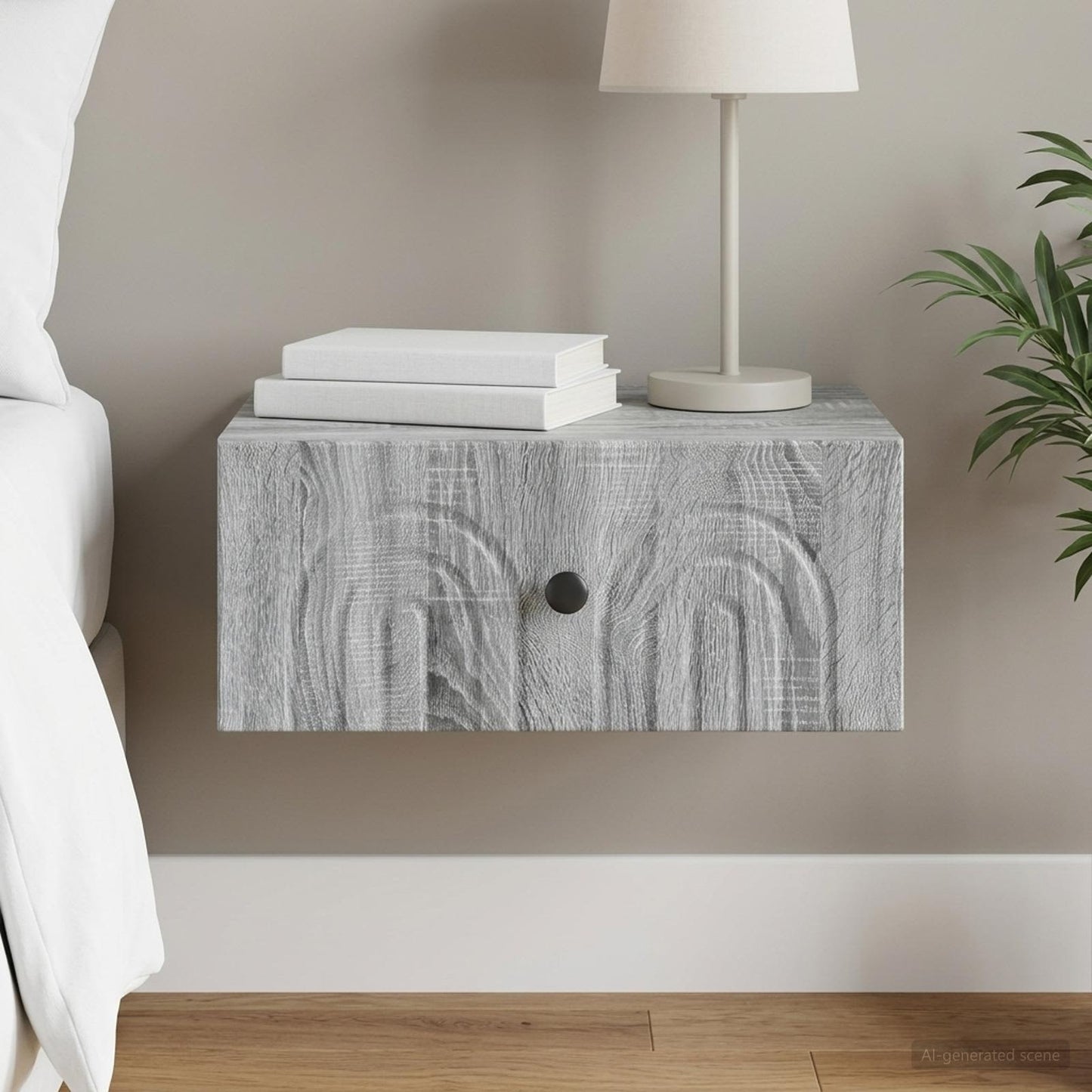 Mobiletto da notte a muro Grigio Sonoma 49 x 34,5 x 20 cm