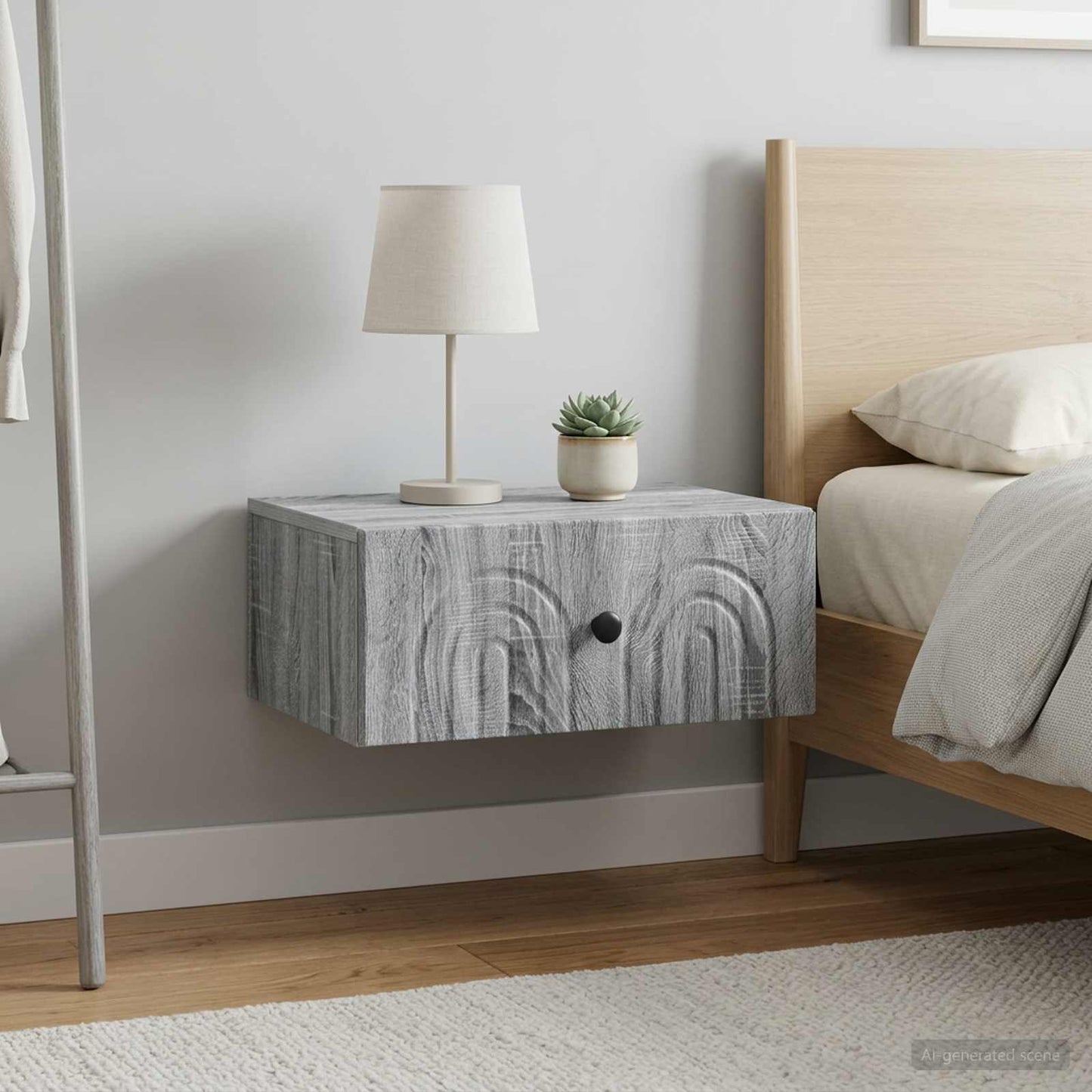 Mobiletto da notte a muro 2 pcs Grigio Sonoma 49 x 34,5 x 20 cm