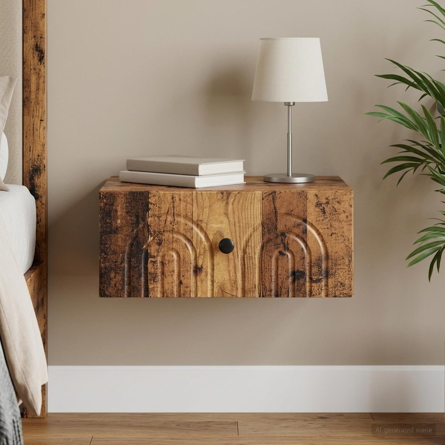 Mobiletto da notte a muro Legno antico 49 x 34,5 x 20 cm