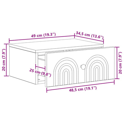 Mobiletto da notte a muro Legno antico 49 x 34,5 x 20 cm | homemem39