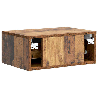 Mobiletto da notte a muro 2 pcs Legno antico 49 x 34,5 x 20 cm | homemem39