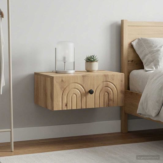 Mobiletto da notte a muro 2 pz Rovere Artigianale