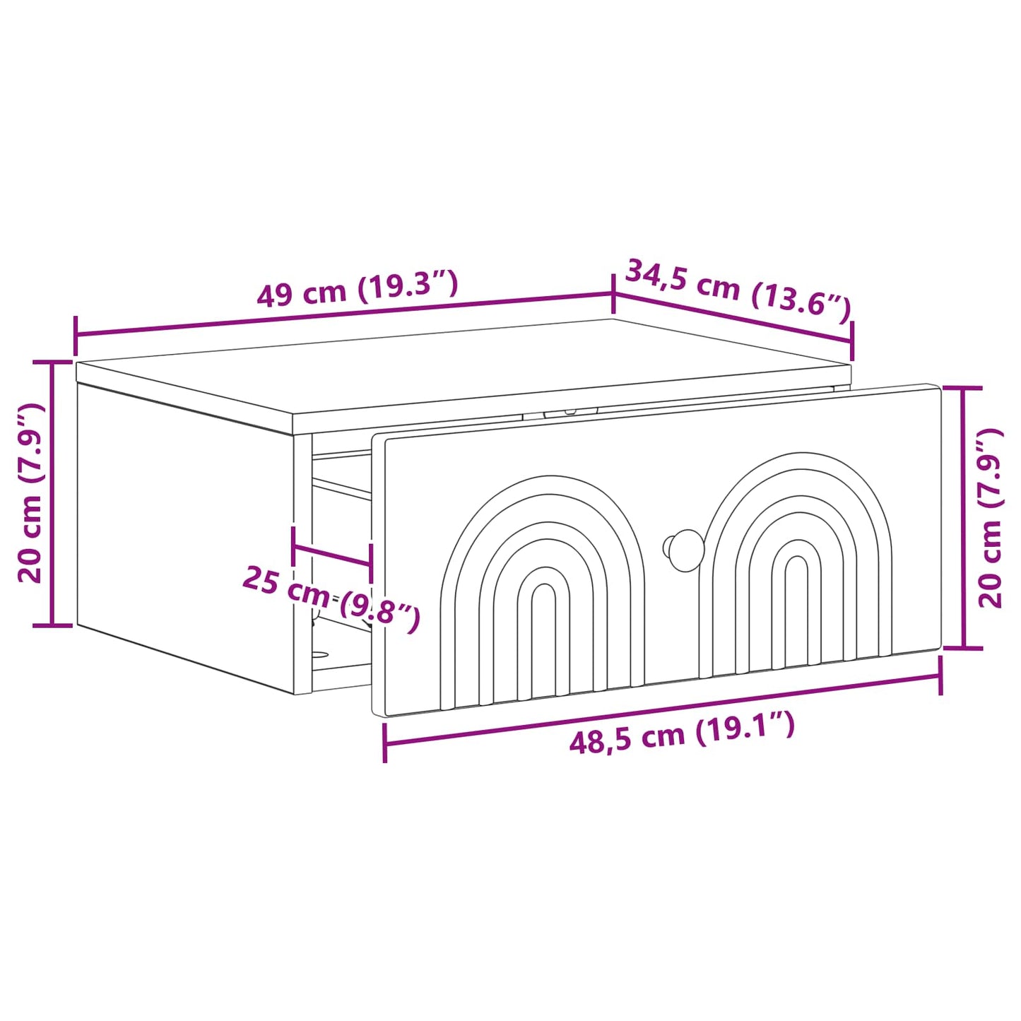 Mobiletto da notte a muro con cassetto 2 pcs Rovere Artigianale | homemem39